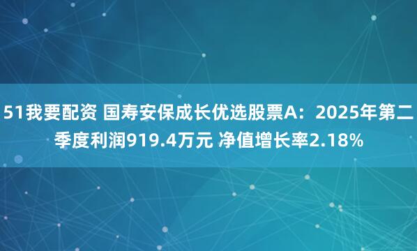 51我要配资 国寿安保成长优选股票A：2025年第二季度利润919.4万元 净值增长率2.18%
