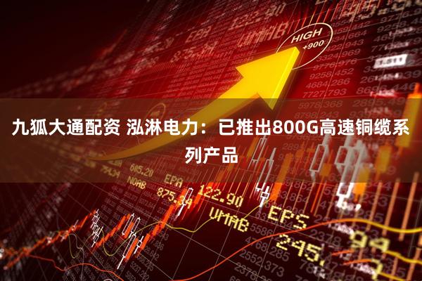 九狐大通配资 泓淋电力：已推出800G高速铜缆系列产品